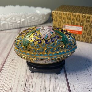 Colorful Cloisonné Egg Candle with Stand – Made in Beijing, China